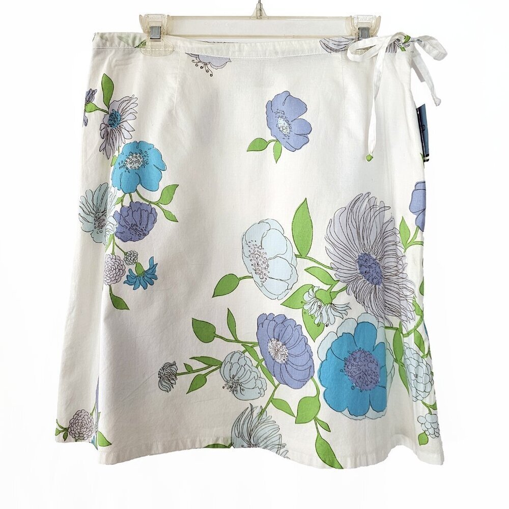 IZOD Blue and Green White Floral Midi Skirt Vintage Y2K 90's NWT size 12P - Picture 5 of 5